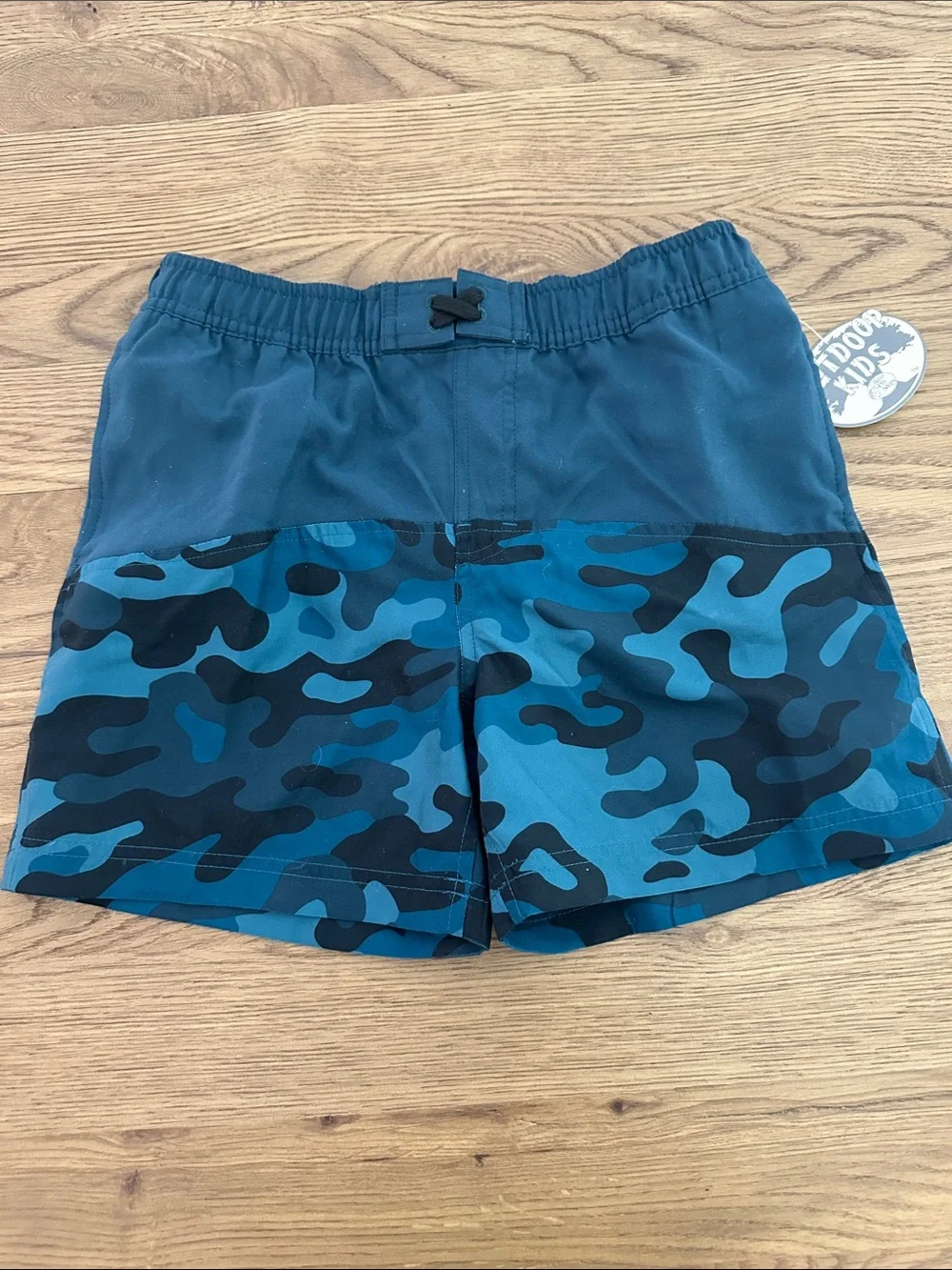 Bass Pro Shops Boys' Blue and Black Camo Swim Trunks